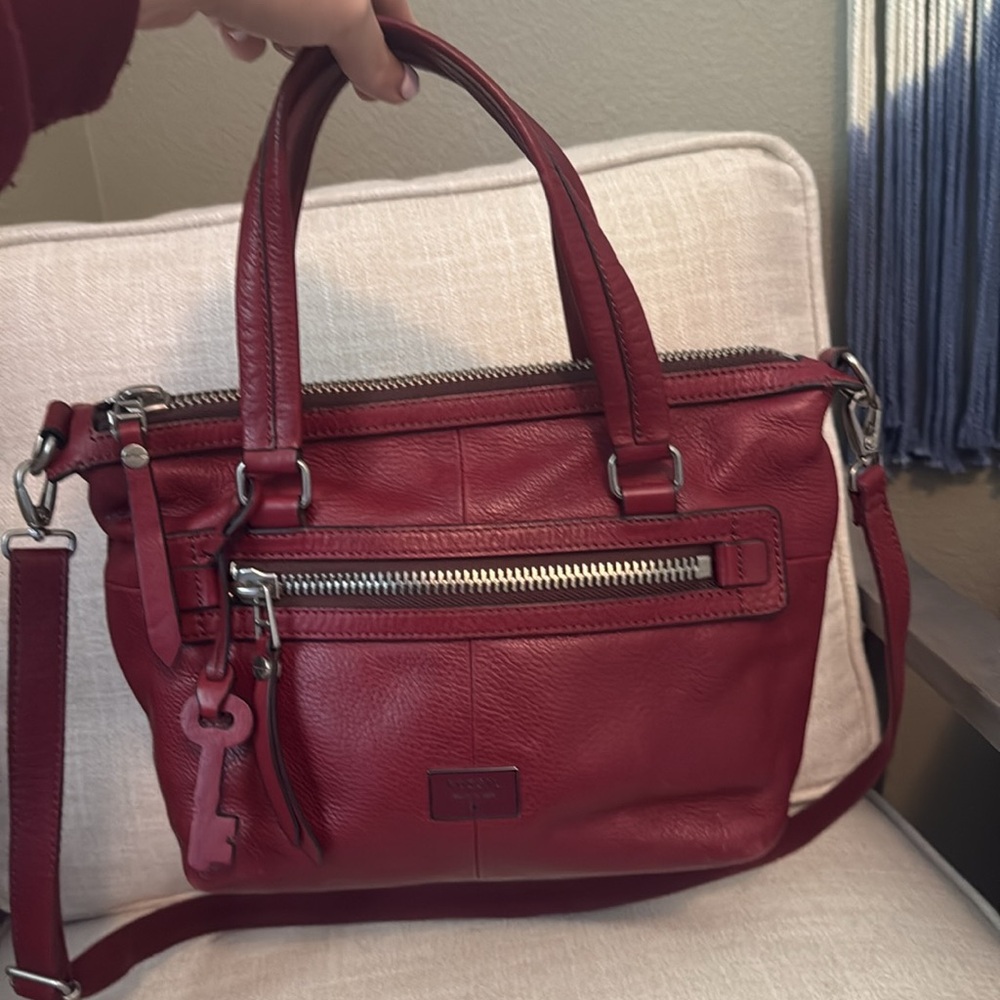 Fossil Burgundy Shoulder Bag w/ Crossbody Strap